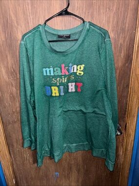 Lane Bryant Green 'Making Spirits Bright' Holiday Sweatshirt